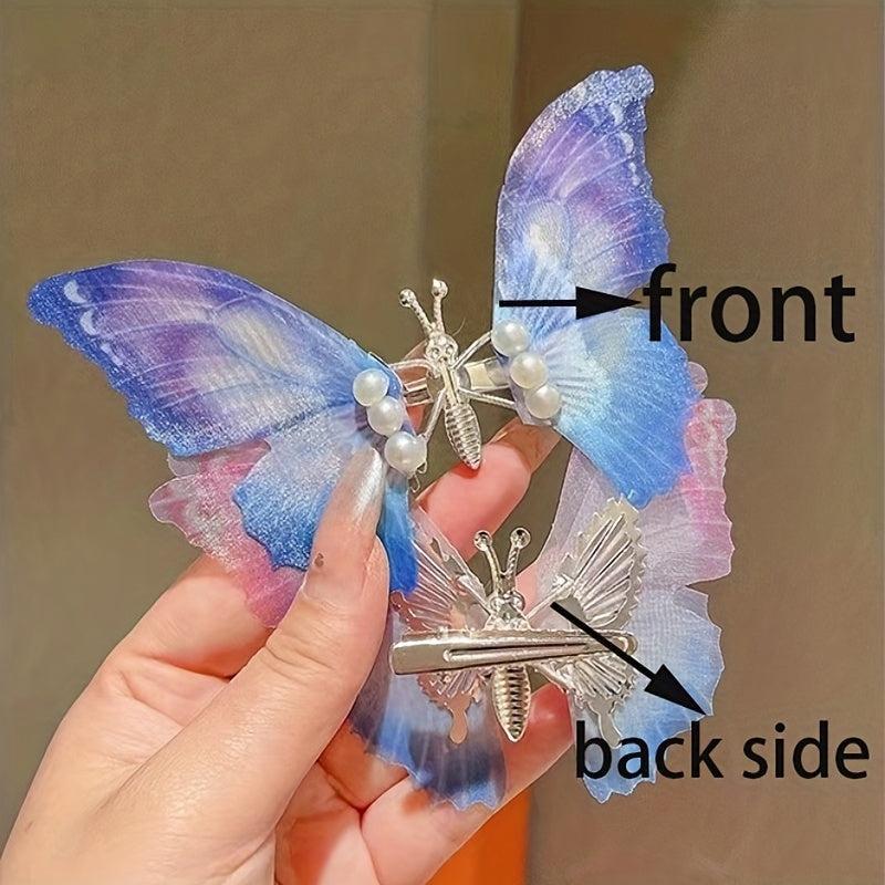 Y2K Butterfly Faux Pearl Hair Clip Head Jewelry
