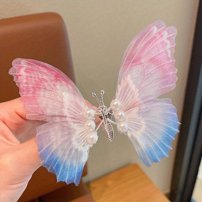 Y2K Butterfly Faux Pearl Hair Clip Head Jewelry
