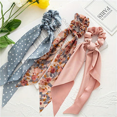 Polka Dot Print Scarf Scrunchie Hair Tie Hair Rope Ponytail Holder