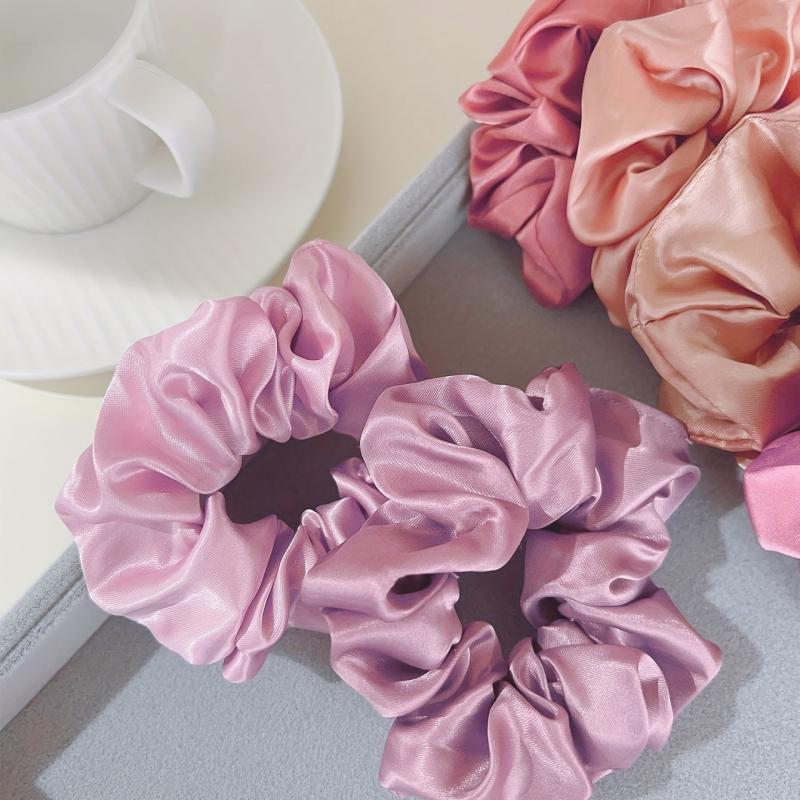 12pcs Colorful Satin Scrunchies Hair Rope Y2K Elastic Ponytail Holder