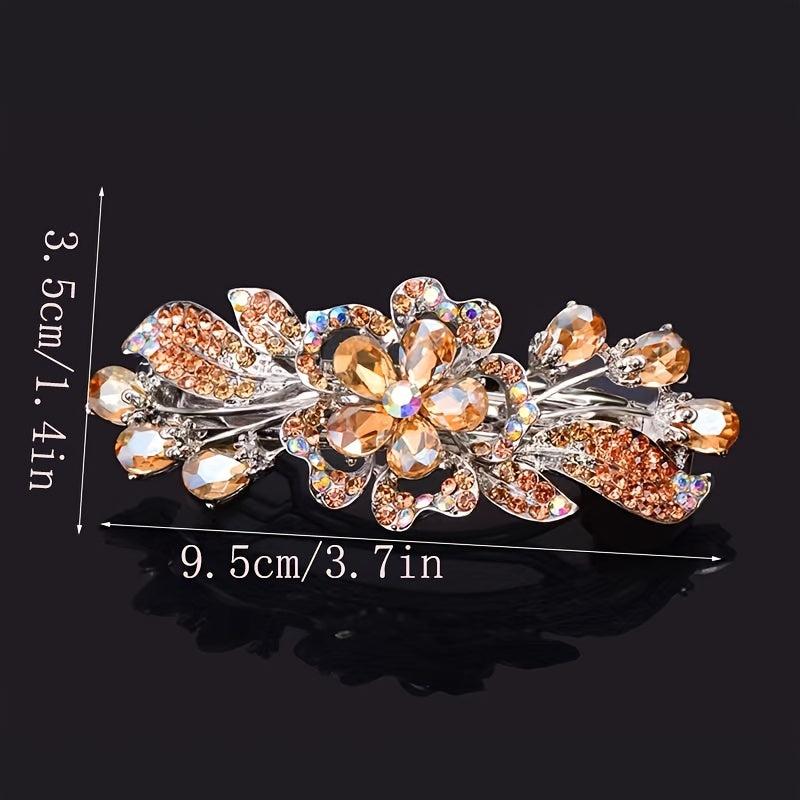 Vintage Flower Hair Clip Barrette Rhinestone Hairpin Headwear