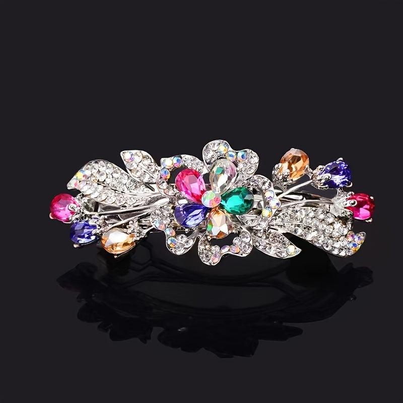 Vintage Flower Hair Clip Barrette Rhinestone Hairpin Headwear