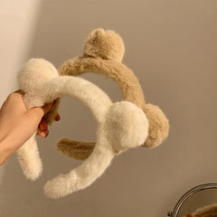 Brown Bear Ears Headband Dress Up Winter Plush Hair Accessories