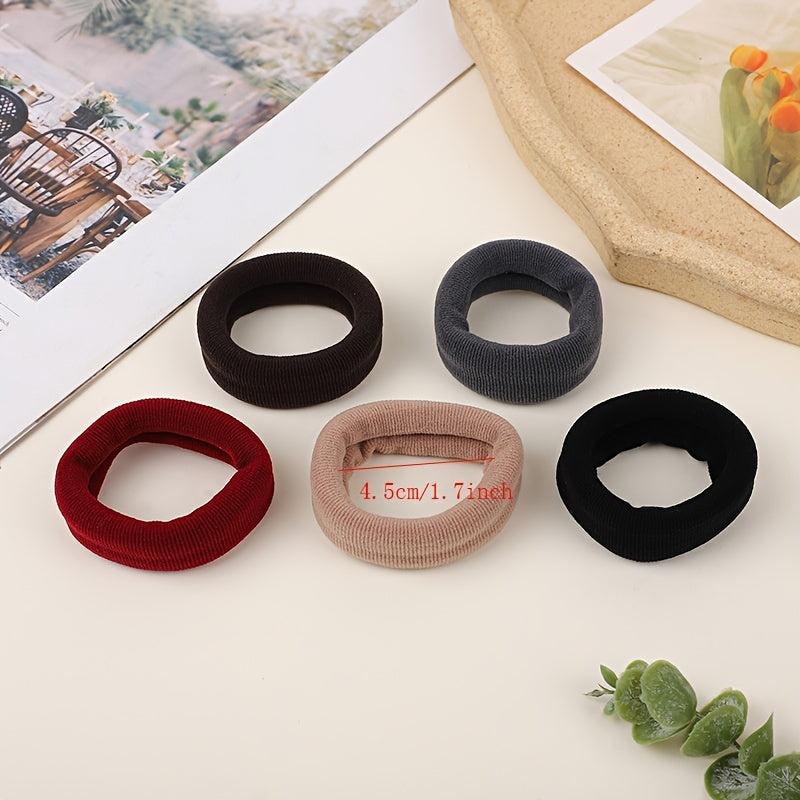 5pcs Seamless Rubber Band Style Solid Hair Tie Ponytail Hair Rope