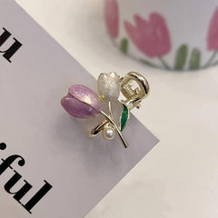 Tulip Hair Claw Flower Metal Hair Clip Ponytail Holder Girls Women