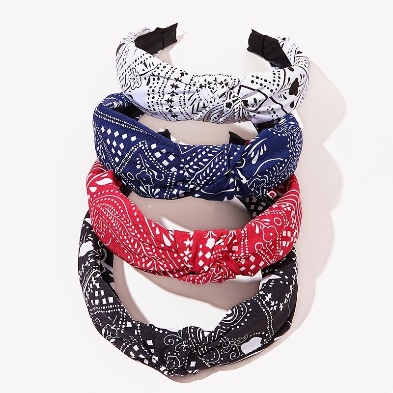 Boho Paisley Knotted Headbands Retro Style Hair Accessory