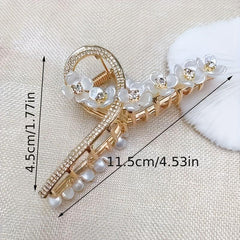 Flower Hair Claw Clip Women's Rhinestone Hair Accessory