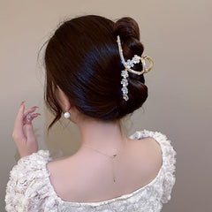 Flower Hair Claw Clip Women's Rhinestone Hair Accessory