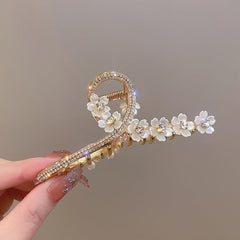 Flower Hair Claw Clip Women's Rhinestone Hair Accessory