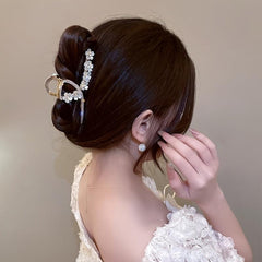 Flower Hair Claw Clip Women's Rhinestone Hair Accessory