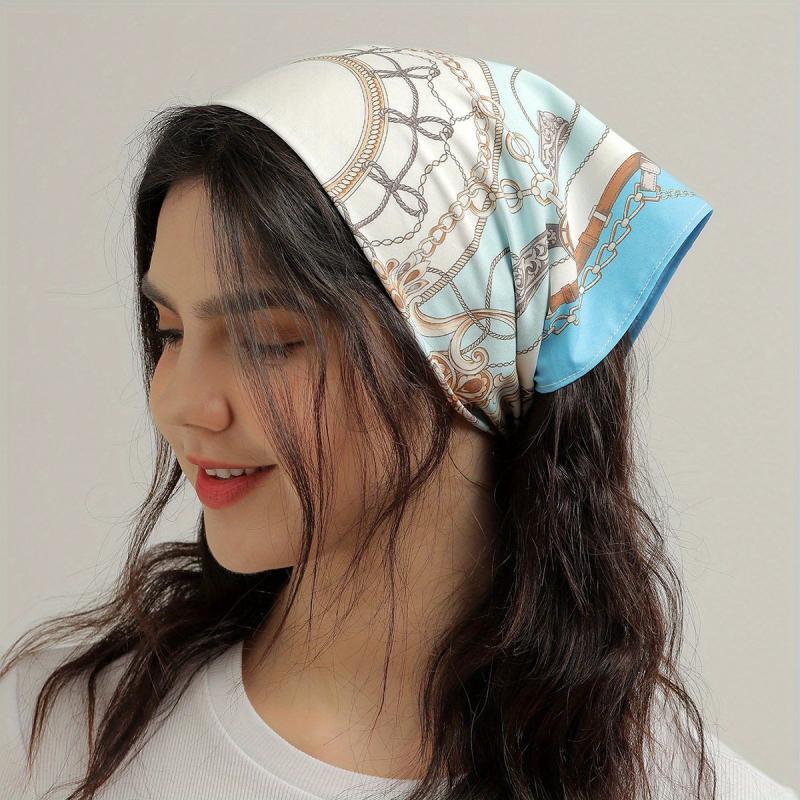 Satin Silk Feeling Scarf Bandana Headband Baroque Style Hair Accessories
