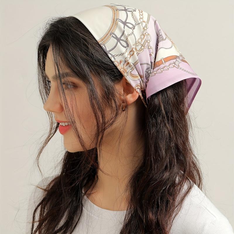Satin Silk Feeling Scarf Bandana Headband Baroque Style Hair Accessories