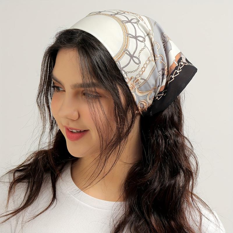 Satin Silk Feeling Scarf Bandana Headband Baroque Style Hair Accessories