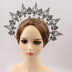 Goddess Crown Tiara Faux Pearl Metal Golden Crown Headband Hairband