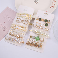 Pearl Resin Hair Clips Set - Golden Hair Accessories