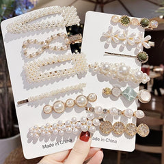 Pearl Resin Hair Clips Set - Golden Hair Accessories