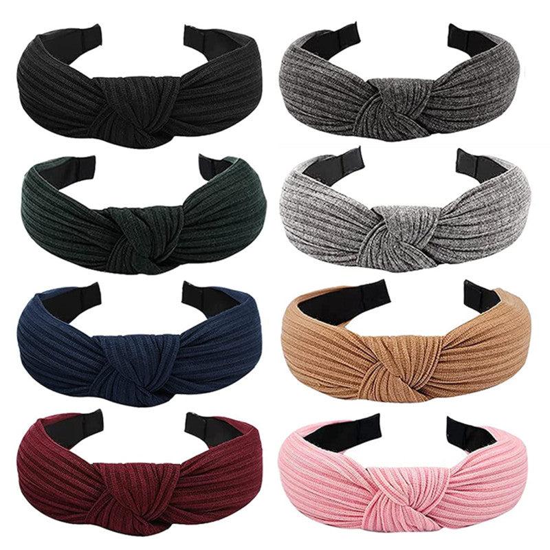 8pcs Non-slip Knotted Headbands Soft Fabric Hairband