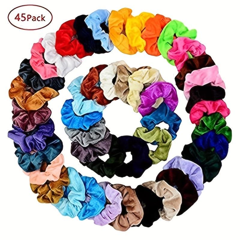 45 Pcs Velvet Hair Scrunchies Elastic Hair Bands for Women Girls