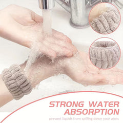2pcs Microfiber Wrist Wash Towel Band - Absorbent Wrist Sweatband for Women