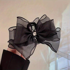 Bow Mesh Hair Claw Clip Non Slip Strong Hold Grip Hair Jaw Clip