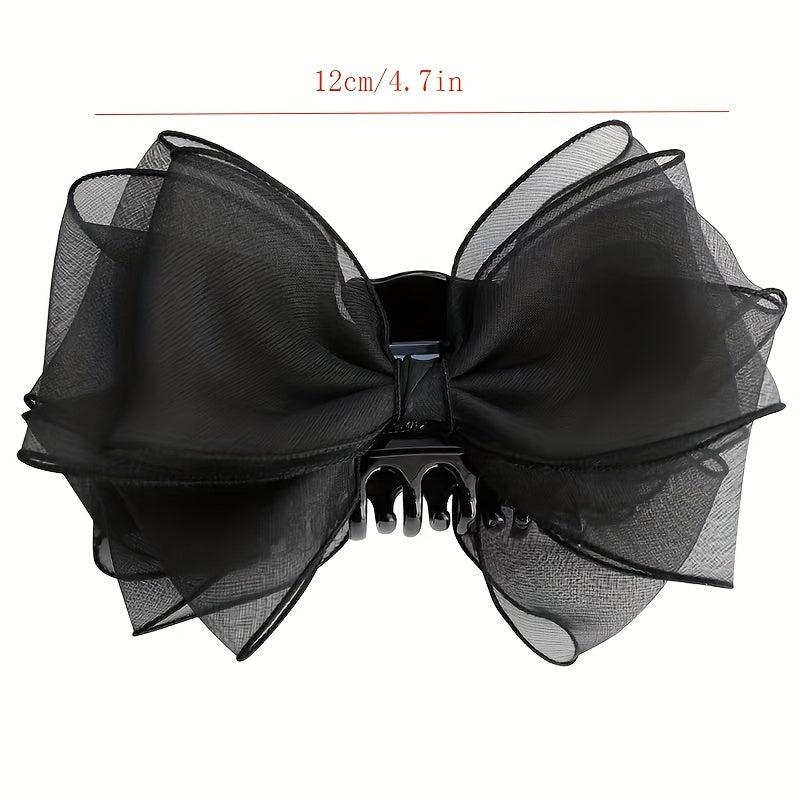 Bow Mesh Hair Claw Clip Non Slip Strong Hold Grip Hair Jaw Clip