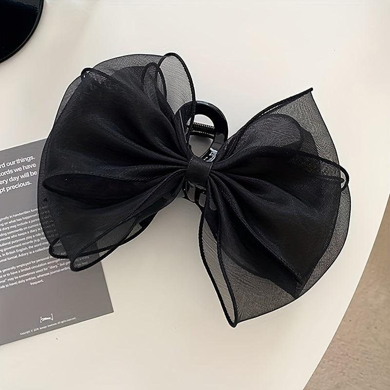 Bow Mesh Hair Claw Clip Non Slip Strong Hold Grip Hair Jaw Clip
