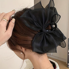 Bow Mesh Hair Claw Clip Non Slip Strong Hold Grip Hair Jaw Clip