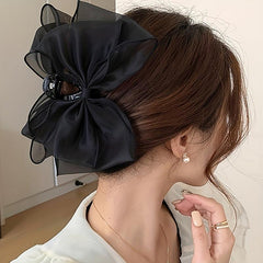 Bow Mesh Hair Claw Clip Non Slip Strong Hold Grip Hair Jaw Clip