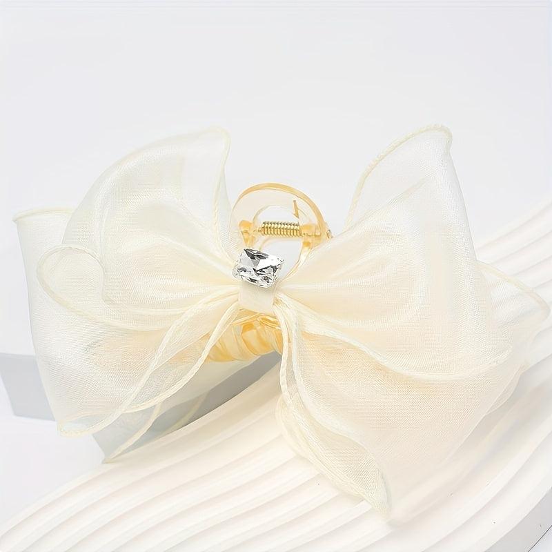 Bow Mesh Hair Claw Clip Non Slip Strong Hold Grip Hair Jaw Clip