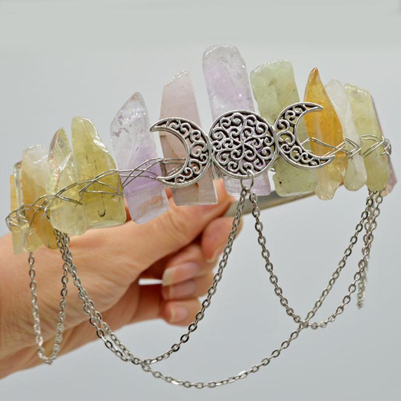 Crystal Crown Headband Quartz Boho Wedding Crown Photoshoot Tiara