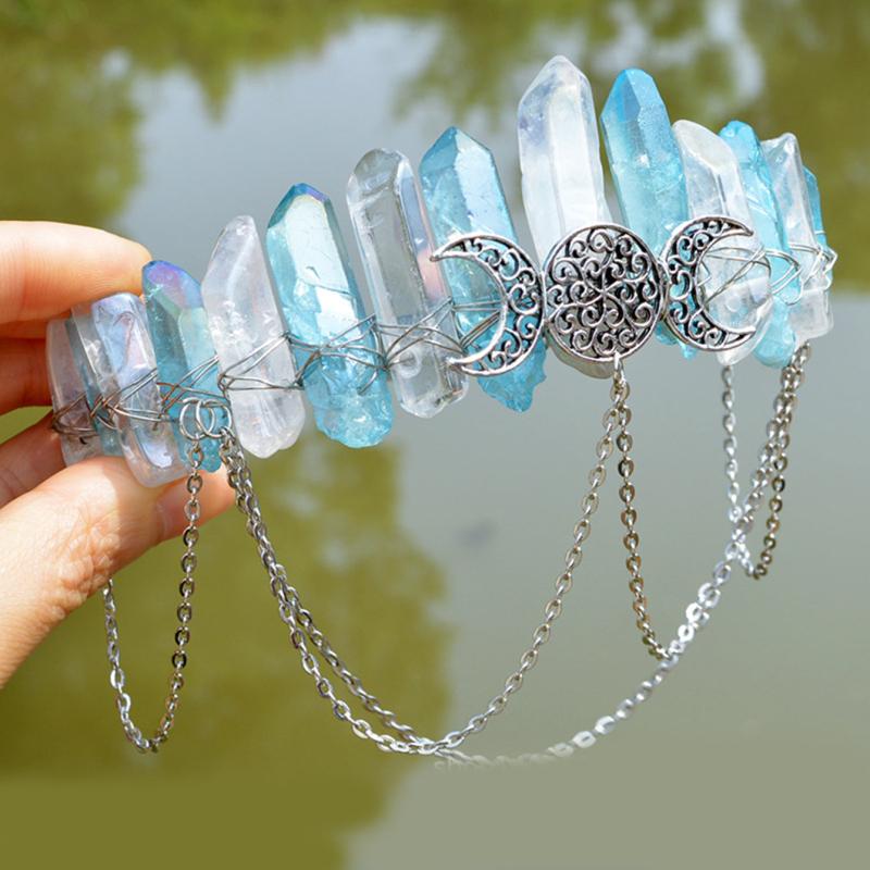 Crystal Crown Headband Quartz Boho Wedding Crown Photoshoot Tiara