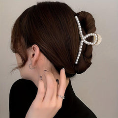 Faux Pearl Large Hair Claw Shark Claw Head Jewelry Hair Accessories For Women
