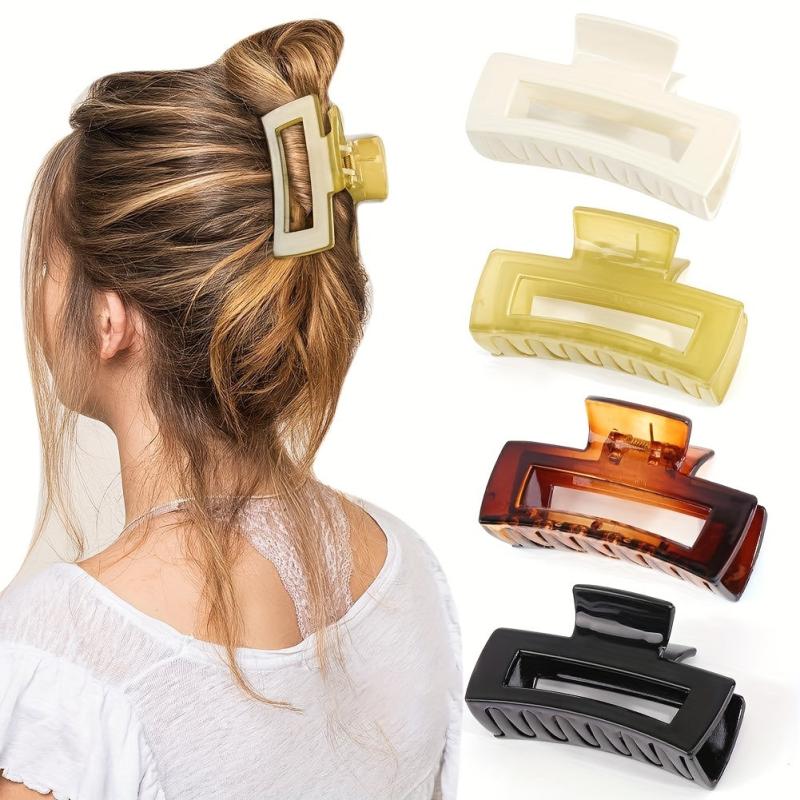 Matte Rectangular Hair Claw Clip Strong Hold Grip Thick Hair Accessories