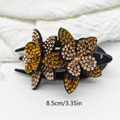 Vintage Rhinestone Flower Hair Clip Barrettes