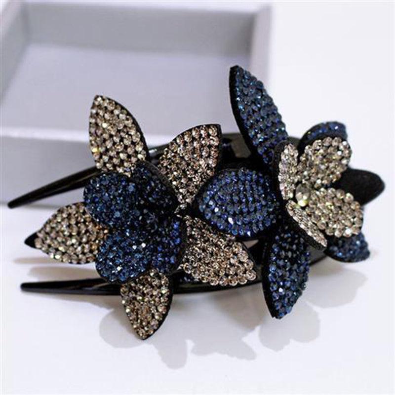 Vintage Rhinestone Flower Hair Clip Barrettes