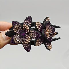 Vintage Rhinestone Flower Hair Clip Barrettes