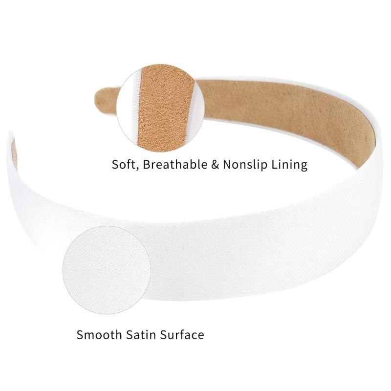 10pcs Satin Hairband Wide Headbands Women Non Slip Plain Head Bands