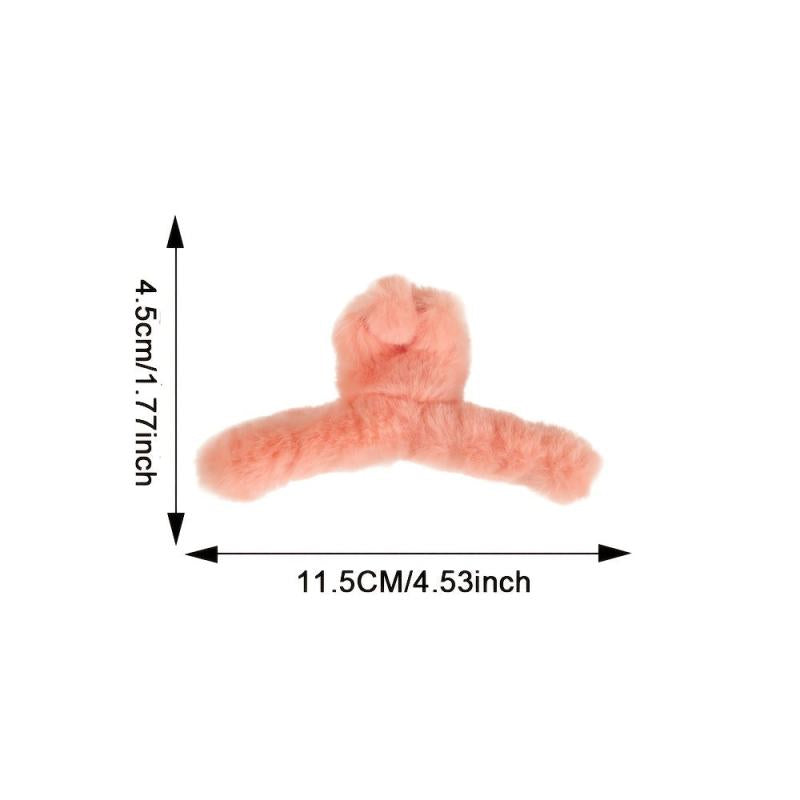 3pcs Women Hair Claw Plush Clip Fall Winter Solid Acrylic Furry Accessories
