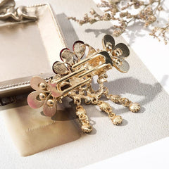 Crystal Rhinestone Butterfly Tassel Hair Clip