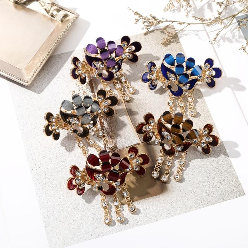 Crystal Rhinestone Butterfly Tassel Hair Clip