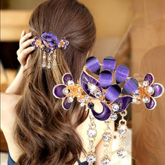 Crystal Rhinestone Butterfly Tassel Hair Clip