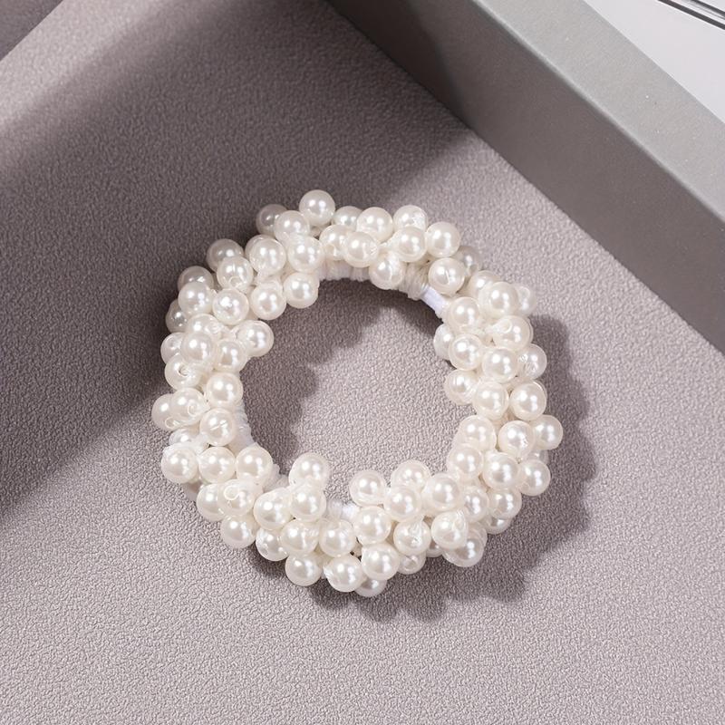 Faux Pearl Beaded Hair Tie Elastic Ponytail Holder Hair Accessories