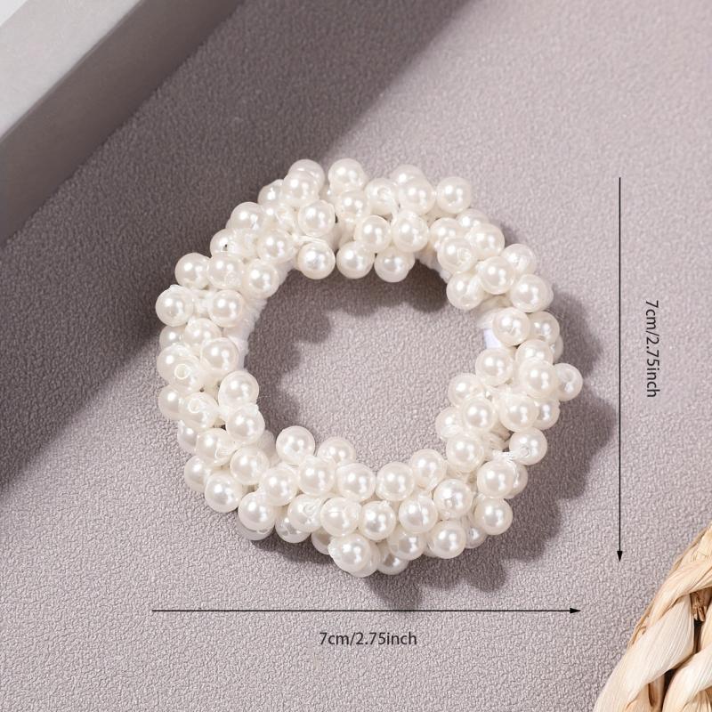 Faux Pearl Beaded Hair Tie Elastic Ponytail Holder Hair Accessories