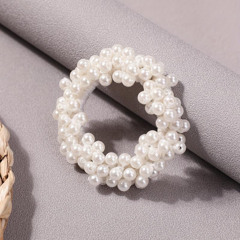 Faux Pearl Beaded Hair Tie Elastic Ponytail Holder Hair Accessories