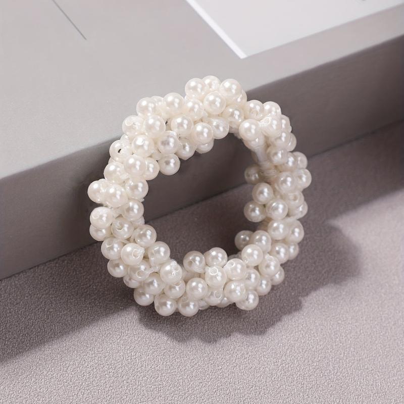Faux Pearl Beaded Hair Tie Elastic Ponytail Holder Hair Accessories
