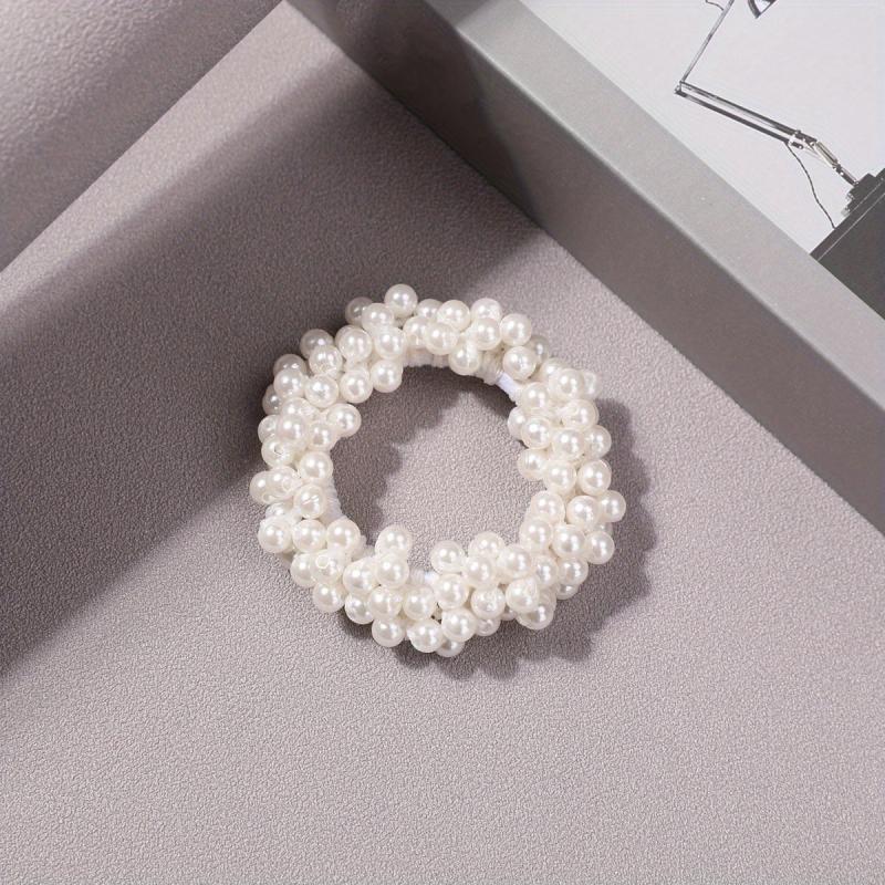 Faux Pearl Beaded Hair Tie Elastic Ponytail Holder Hair Accessories