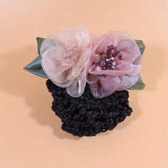 Mesh Flower Hair Net Ponytail Bun Holder Hair Accessories