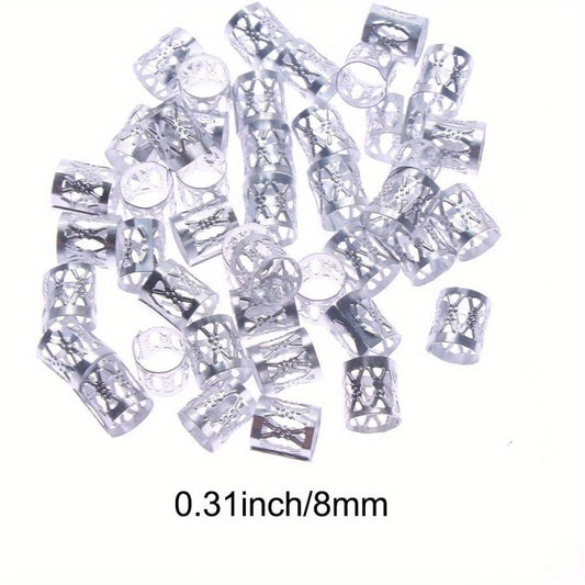 50pcs Dreadlocks Beads Hair Braid Rings Hair Braiding Metal Cuffs