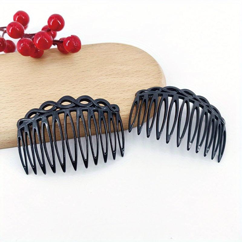 2pcs Solid Hair Comb Vintage Hair Pin Hair Bun Maker Non Slip Styling Tool