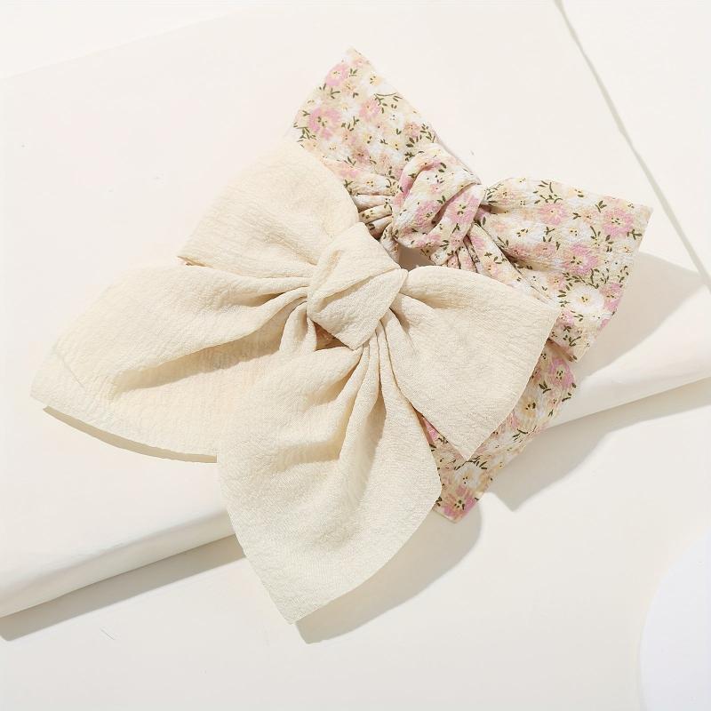2PCS Romantic Bowknot Hair Clip Floral Barrette Hair Accessories